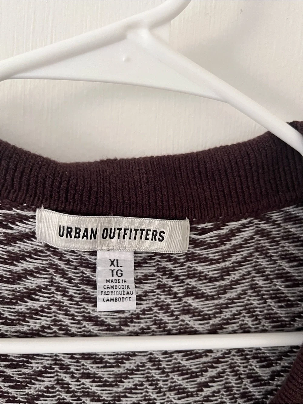 Urban Outfitters Johnny Collar Sweater Polo Short Sleeve Brown White Retro XL